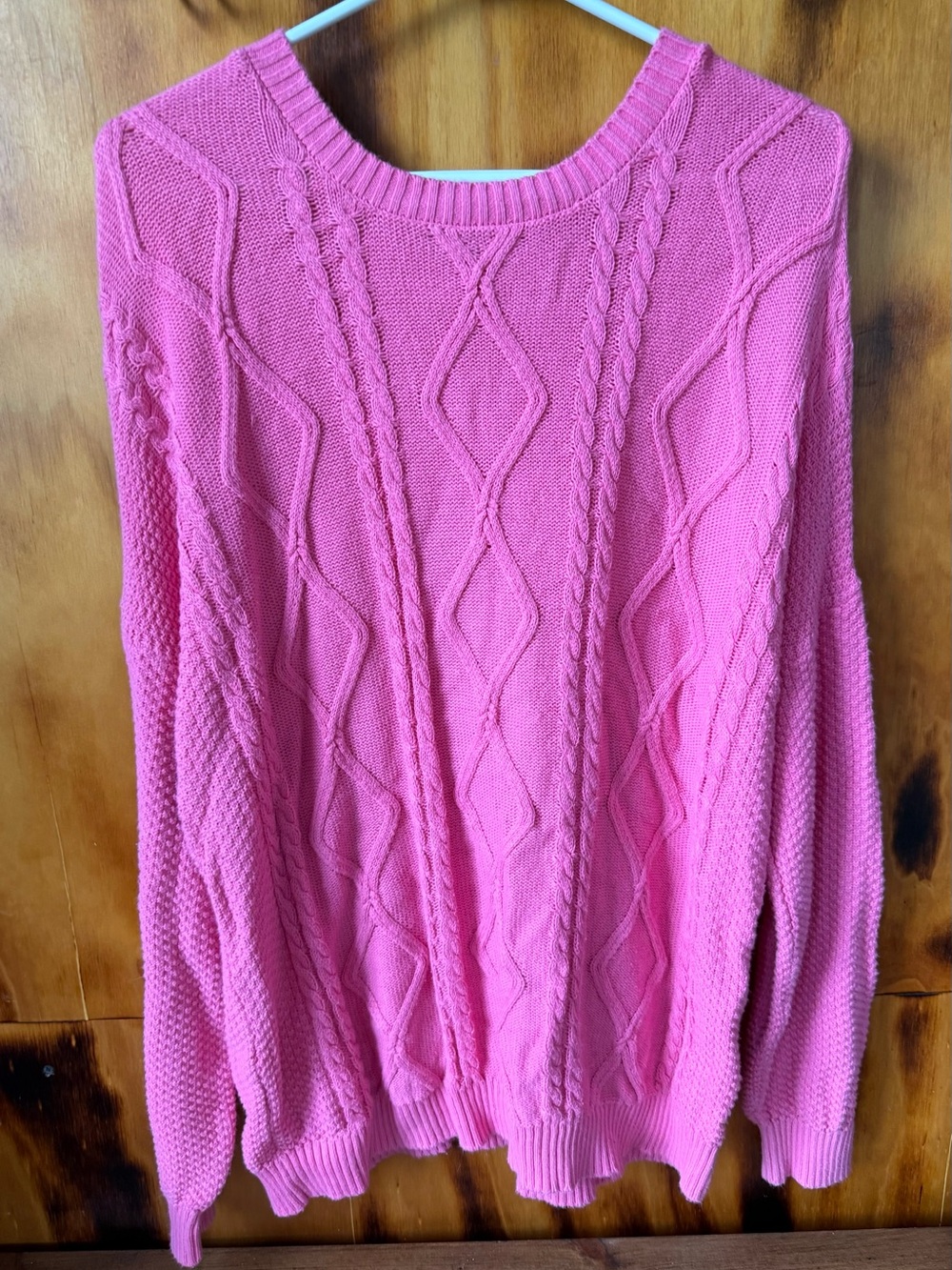 Hollister Pink Cable Knit Crewneck Sweater